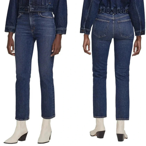NWT $230 AGOLDE Denim Wilder Mid-Rise Cropped Straight Leg Jeans - Picture 1 of 8